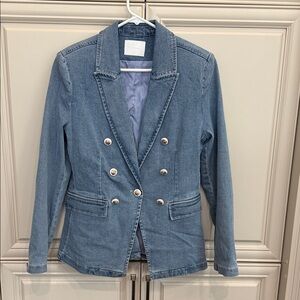 Blue Revival Elegant Blue Double-Breasted Denim Jacket